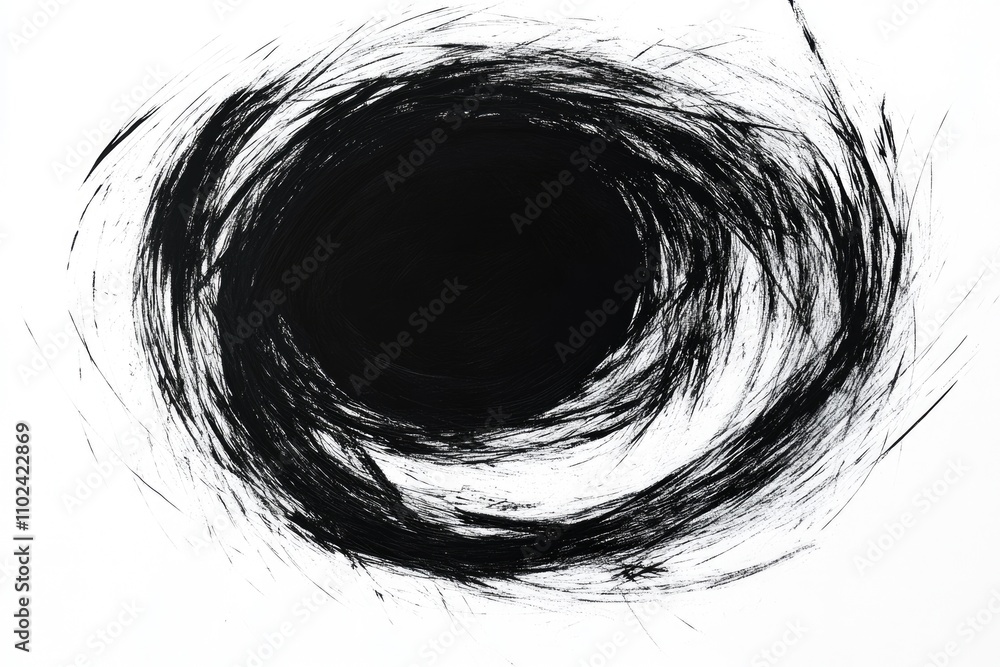 Obraz premium Artistic Scribble: Grunge Circular and Elliptical Lines in Bold Black Ink on Crisp White Canvas