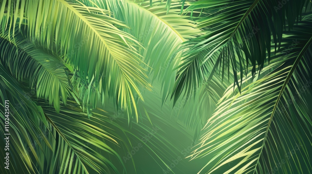 Fractal Design of Palm Tree Leaves: Abstract Green Artwork Exploring Plant Shapes and Field Elements Fractal Design of Palm Tree Leaves: Abstract Green Artwork Exploring Plant Shapes and Field Elements