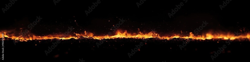 Intense Fire Flames Against Black Background: A Vision of Heat and Warmth Intense Fire Flames Against Black Background: A Vision of Heat and Warmth