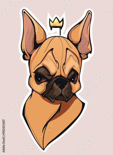 A colorful vector portrait of a French Bulldog. When a lazy couch potato becomes a work of art.