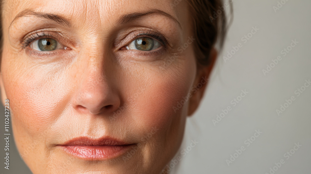 Close-up of a thoughtful woman with striking green eyes, showcasing natural beauty and a sense of introspection in soft lighting Close-up of a thoughtful woman with striking green eyes, showcasing natural beauty and a sense of introspection in soft lighting