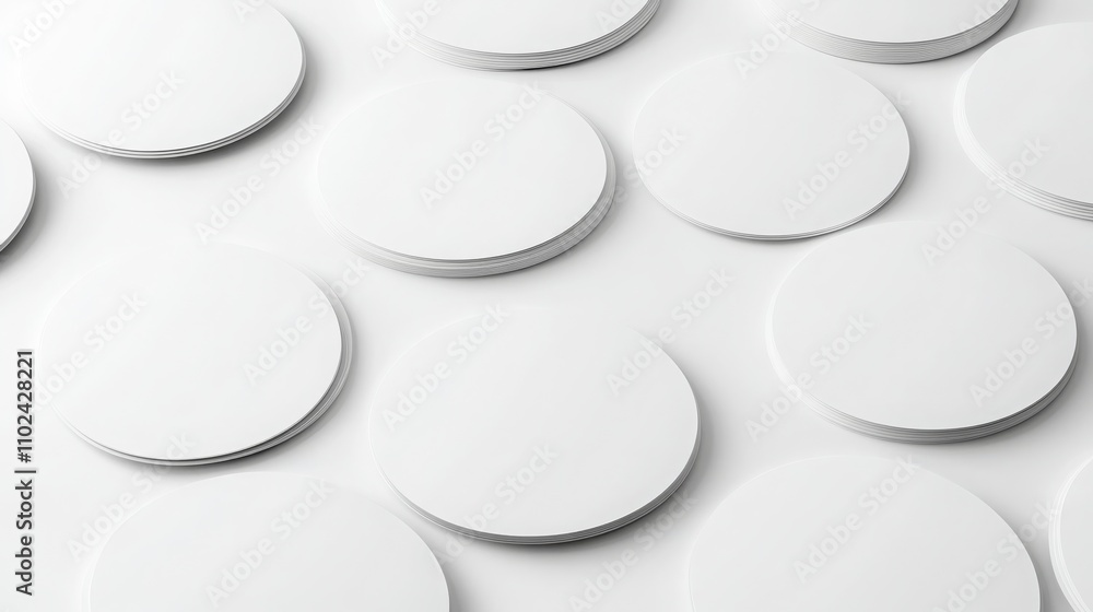 Realistic white round stickers with curved corners, ideal for mockups Realistic white round stickers with curved corners, ideal for mockups