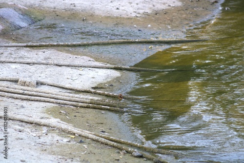 underground irrigation pipes leading into water