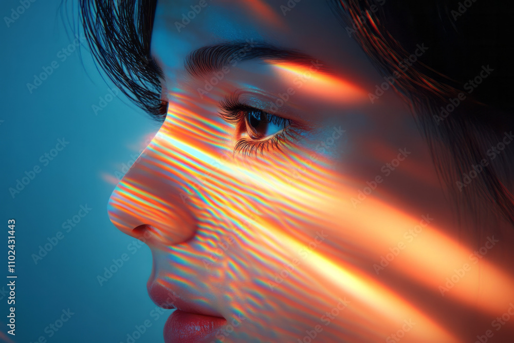 Portrait of a Woman with Fiery Hair in Abstract Urban Setting Portrait of a Woman with Fiery Hair in Abstract Urban Setting