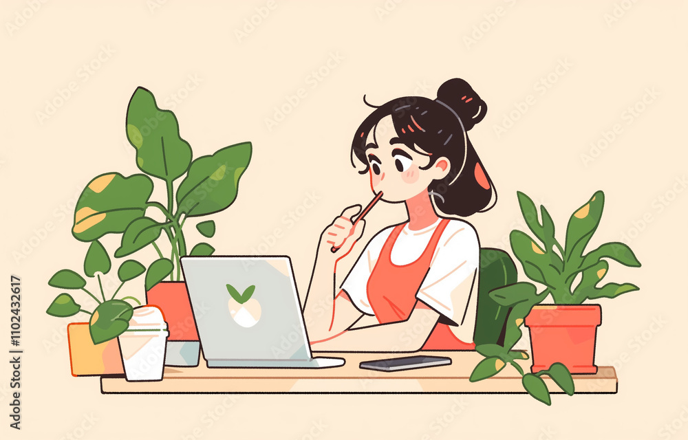 a programmer hard at work coding, cute illustration a programmer hard at work coding, cute illustration