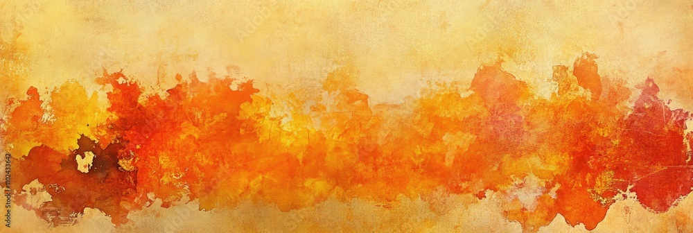 Obraz premium Vibrant Yellow and Orange Textured Backdrop with Artistic Watercolor Stains for Elegant Holiday Celebrations