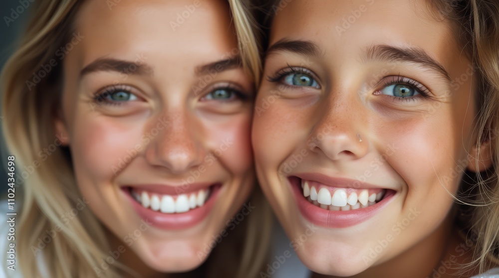Faces of two beautiful girls who are smiling. Faces of two beautiful girls who are smiling.