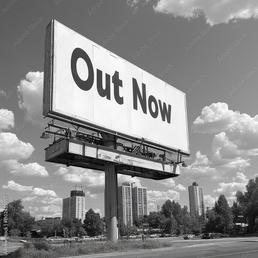 Black and White Billboard Displaying