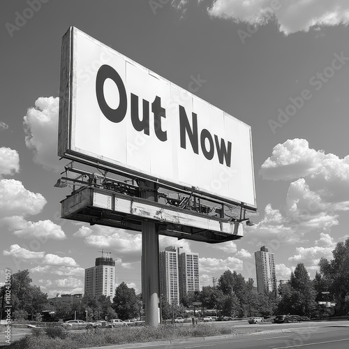 Black and White Billboard Displaying 