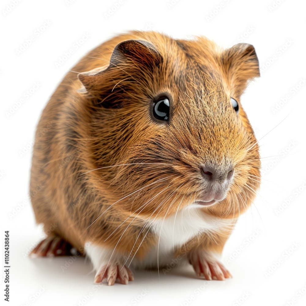 Fototapeta premium Coronet cavy portrait on white background.