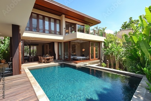 Sophisticated Modern Villa with Elegant Pool. A Luxurious Home Showcasing Contemporary Architecture and Outdoor Living