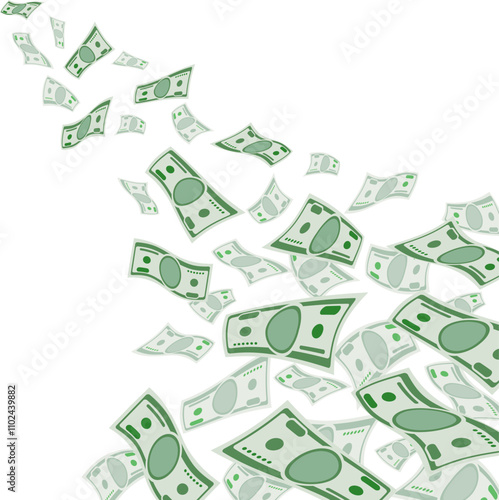Falling dollar banknote. Money cash bills flying