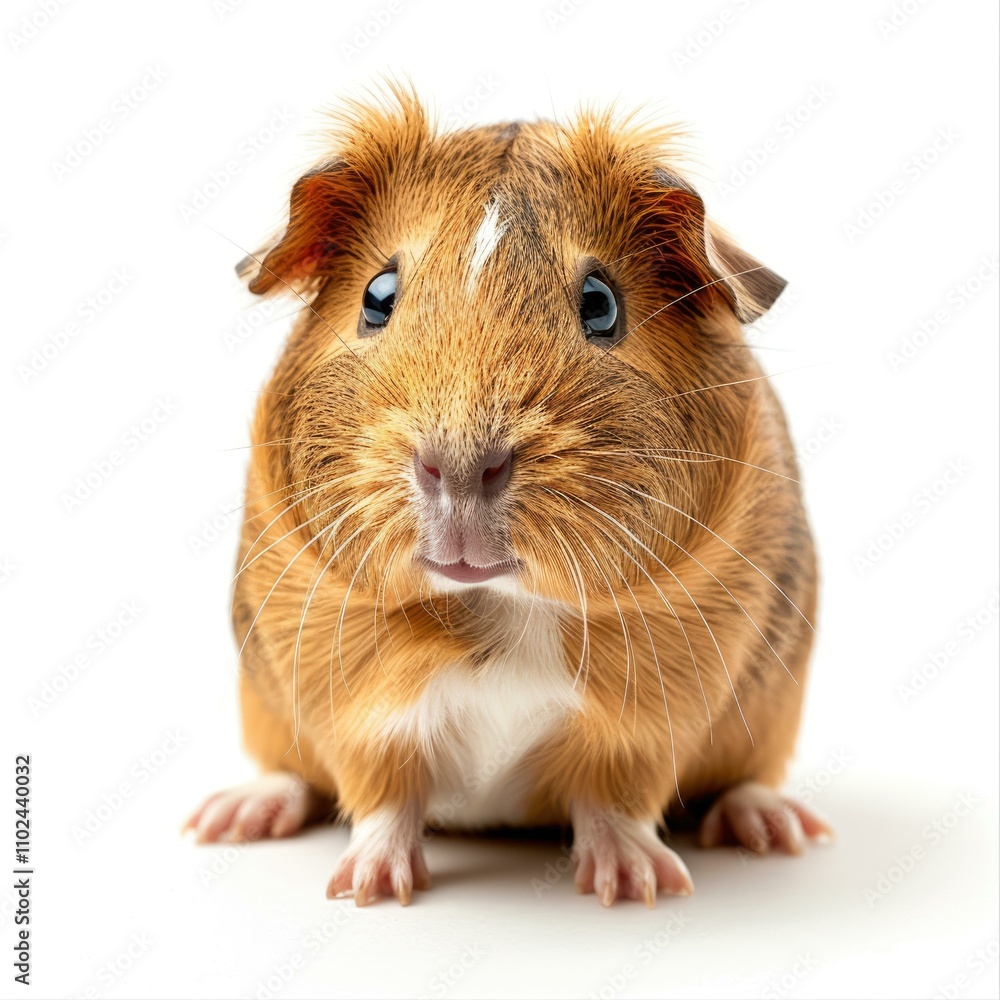 Guinea pig sitting in front of white background Guinea pig sitting in front of white background