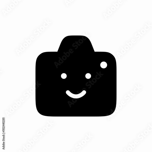 solid photo camera happy face portrait icon sign vector