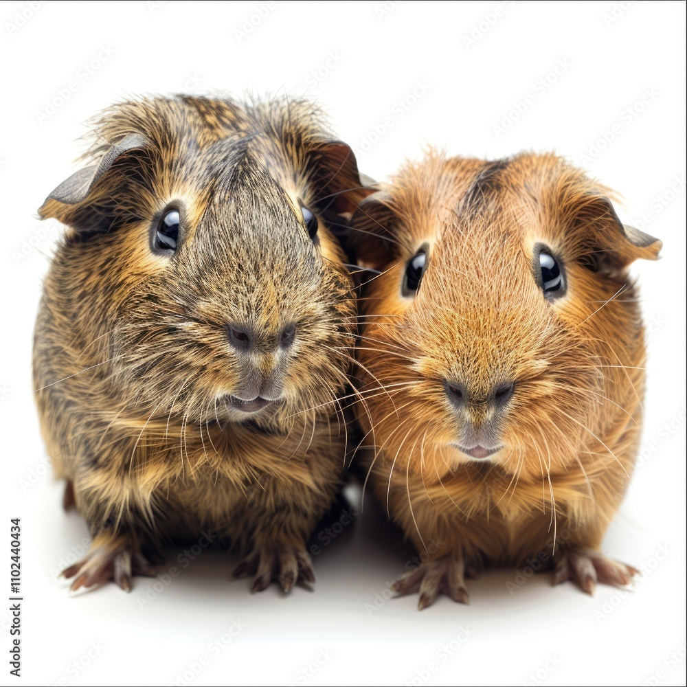 Two cute guinea pigs on white background. Two cute guinea pigs on white background.