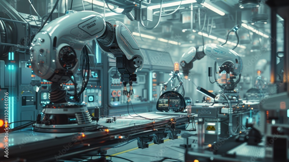 Advanced Drone Manufacturing Facility with Robotic Arms and Automated Systems for Precision Engineering Advanced Drone Manufacturing Facility with Robotic Arms and Automated Systems for Precision Engineering
