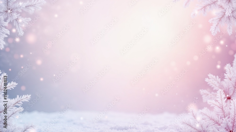 Winter background with pink snow and frosty trees Winter background with pink snow and frosty trees