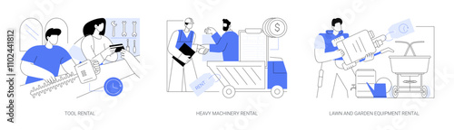 Equipment rentals isolated cartoon vector illustrations se