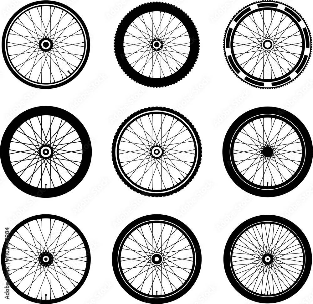 Bike Bicycle wheel vector icon. Bicycle wheel symbol. Bike rubber. Mountain tyre. Valve. Fitness cycle. Motor Bike. Bike Bicycle wheel vector icon. Bicycle wheel symbol. Bike rubber. Mountain tyre. Valve. Fitness cycle. Motor Bike.