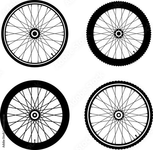 Bike Bicycle wheel vector icon. Bicycle wheel symbol. Bike rubber. Mountain tyre. Valve. Fitness cycle. Motor Bike.