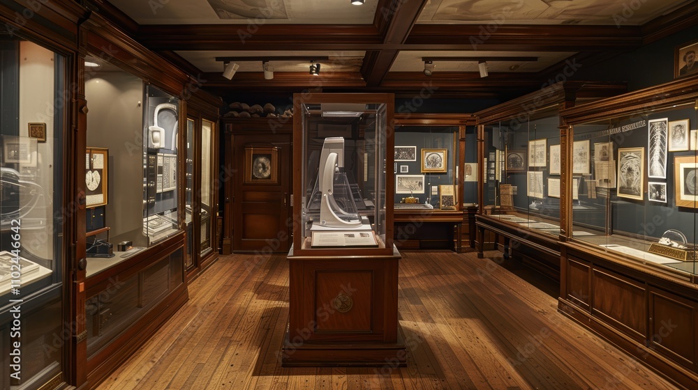 Historical X-Ray Machines Exhibit in Museum with Informative Displays for Educational Use Historical X-Ray Machines Exhibit in Museum with Informative Displays for Educational Use