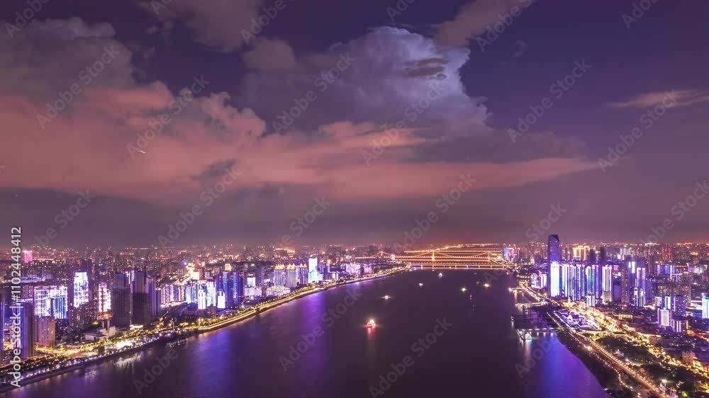 4K aerial video time-lapse of the cityscape of Wuhan, China 4K aerial video time-lapse of the cityscape of Wuhan, China
