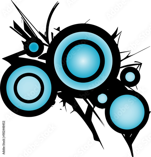 Conception esthétique retro urbaine bleu et noir sur fond transparent