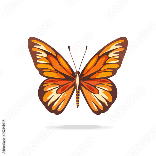 Elegant butterfly icon flat on white isolated background, vector design.