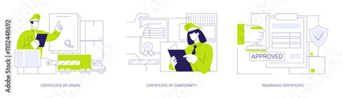 Customs clearance documents abstract concept vector illustrations.
