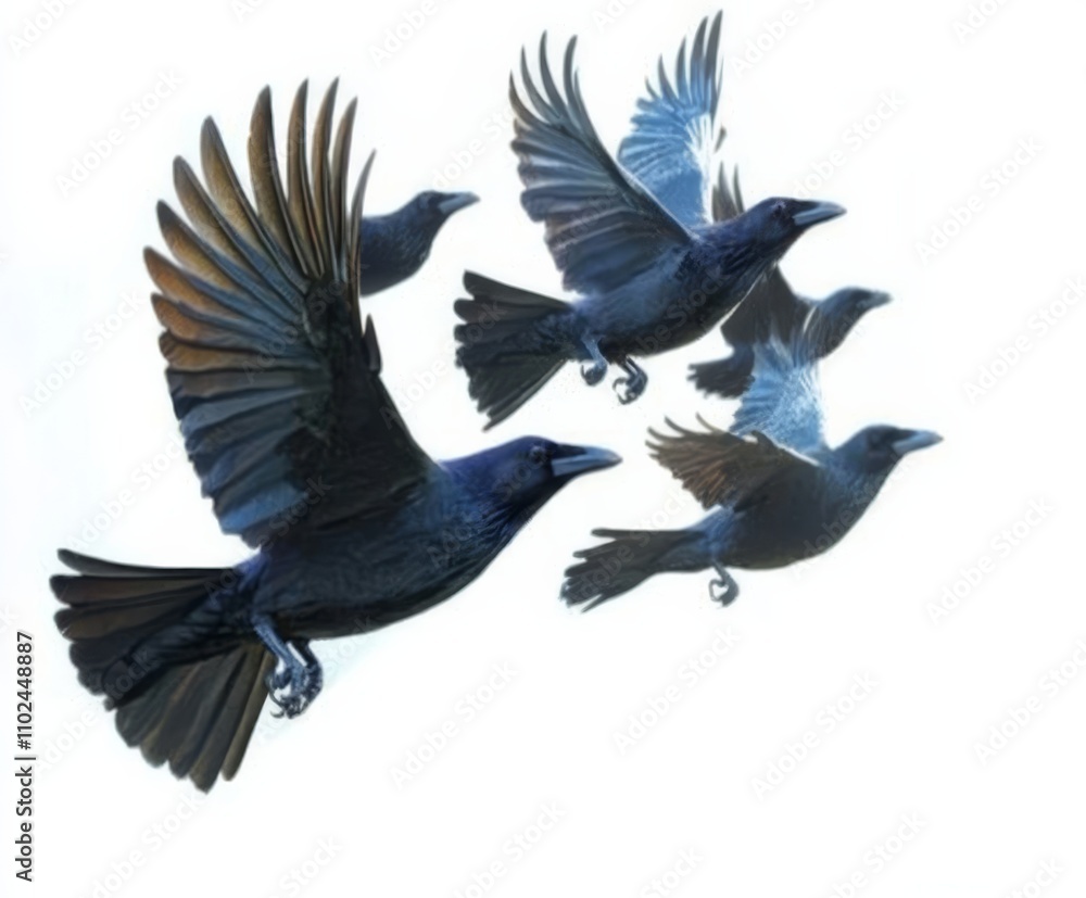 Naklejka premium Crow in flight isolated on white background
