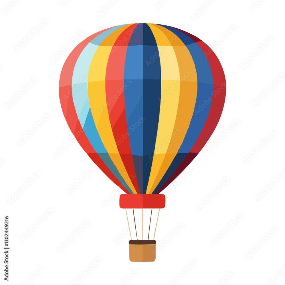 Fototapeta premium Hot air balloon icon flat on white isolated background, vector design.