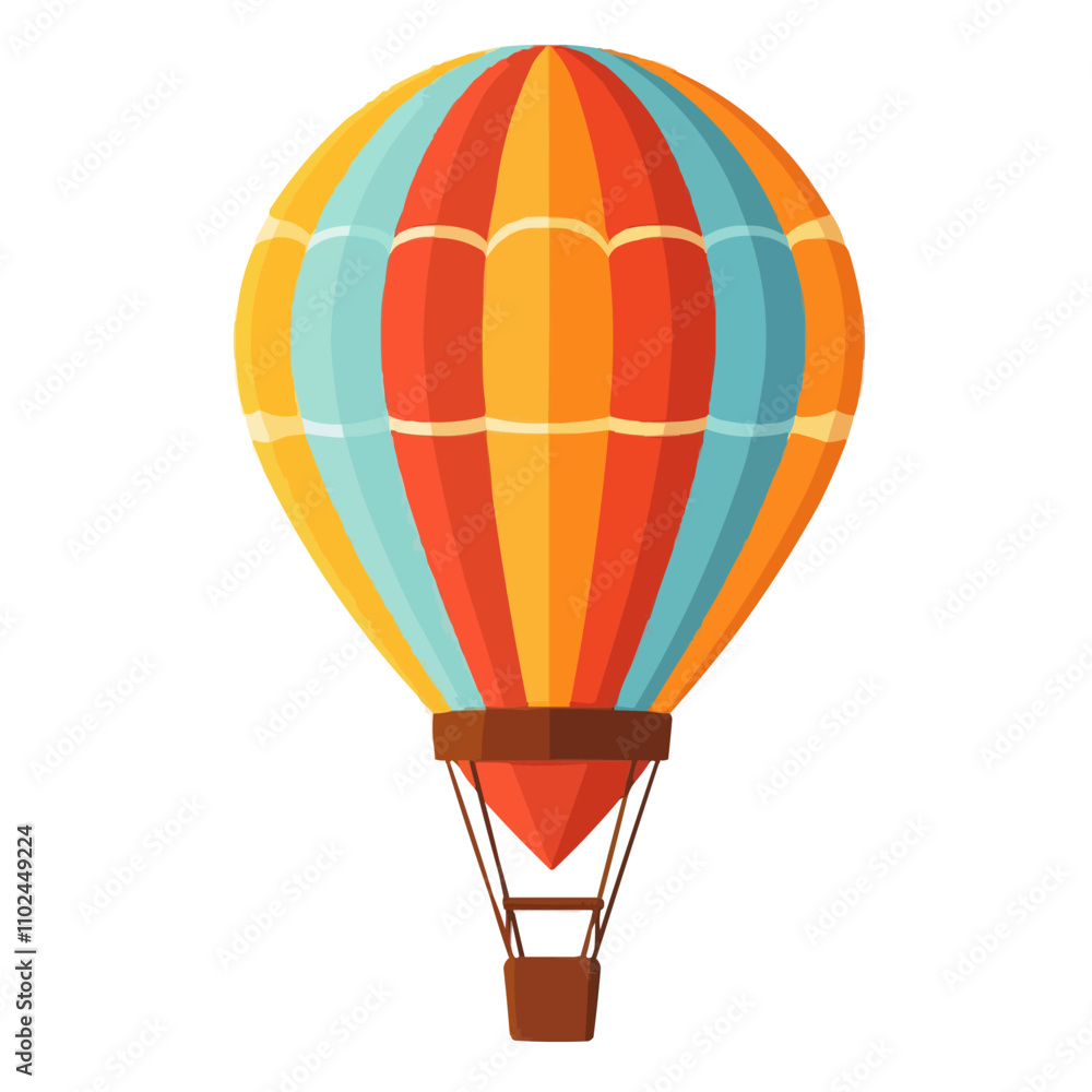 Naklejka premium Hot air balloon icon flat on white isolated background, vector design.