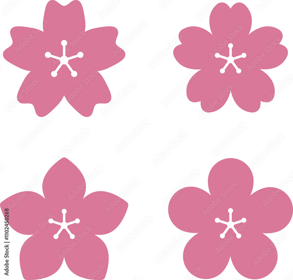 Pink Japanese cherry blossoms vector icon. Flowers, plants, spring, cute, etc. Pink Japanese cherry blossoms vector icon. Flowers, plants, spring, cute, etc.