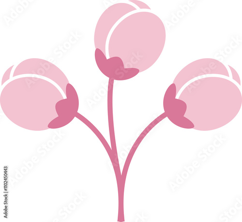 Pink Japanese cherry blossoms vector icon. Flowers, plants, spring, cute, etc.