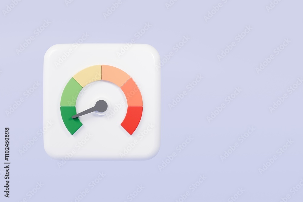 3d Speedometer icon. Minimal Status Speedometer with arrow scale gauge. Green, Yellow, Orange, Red Status color or low, medium, high arrow scale performance status icon. Credit rating score. 3d render 3d Speedometer icon. Minimal Status Speedometer with arrow scale gauge. Green, Yellow, Orange, Red Status color or low, medium, high arrow scale performance status icon. Credit rating score. 3d render