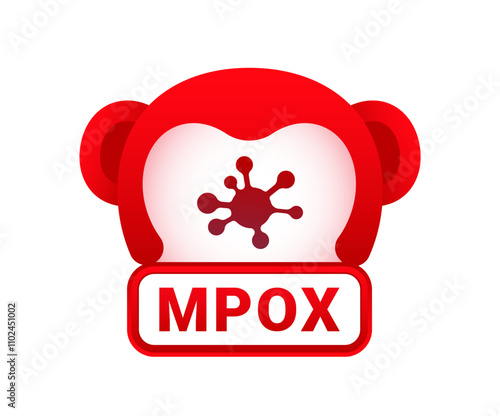 Monkeypox virus icon. Mpox symbol. Monkey pox infection banner. Disease epidemic danger sign