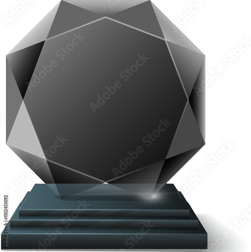 Glass award realistic mockup. Winner prize achievement