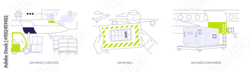 Worldwide shipping by plane abstract concept vector illustrations.