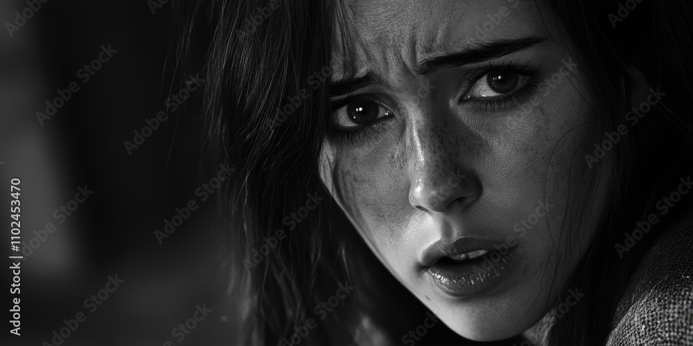 Sad Young Woman Close-Up Portrait