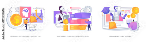 Artificial Intelligence in Sales abstract concept vector illustrations.