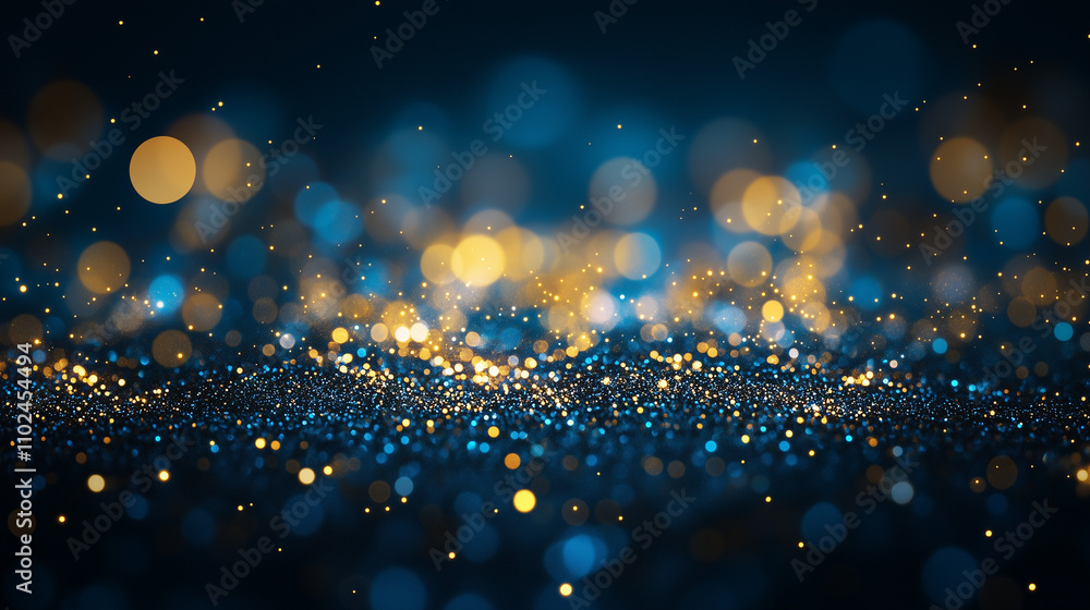 Golden Blue Bokeh Bliss