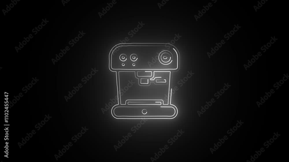 Glowing neon Robot icon isolated on black background. HD Video motion graphic animation Glowing neon Robot icon isolated on black background. HD Video motion graphic animation