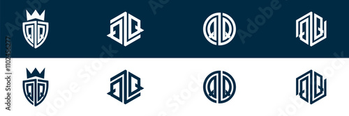 QQ letter logo set design