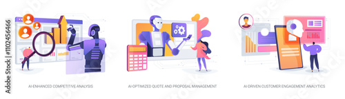 AI in sales management abstract concept vector illustrations.