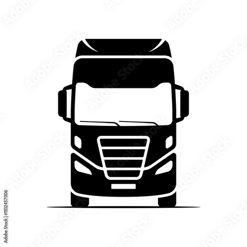 Truck icon. Black silhouette. Front view. Vector simple flat graphic illustration. Isolated object on white background. Isolate.