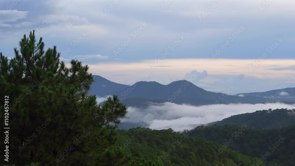 Static panorama view of the landscapes in Da Lat, Vietnam at sunset Static panorama view of the landscapes in Da Lat, Vietnam at sunset
