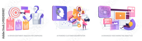 Marketing automation abstract concept vector illustrations.