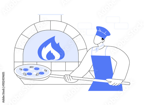 Baking pizza isolated cartoon vector illustrations.