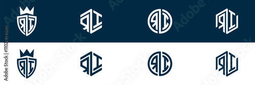 RI IR letter logo set design