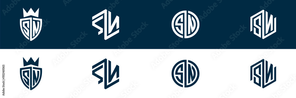 SN NS letter logo set design SN NS letter logo set design